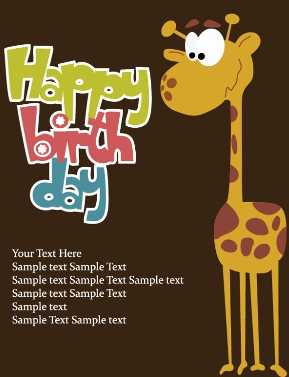 Free Cartoon Happy Birthday Post Card Vector 02 TitanUI