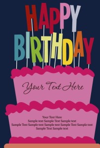 Cartoon Happy Birthday Post Card Vector 03