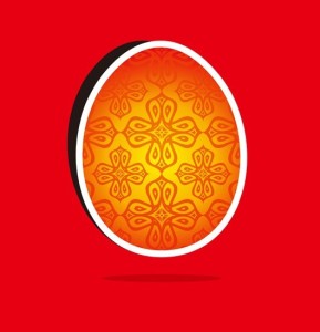 Happy Easter Card with Vintage Pattern Background Vector 03