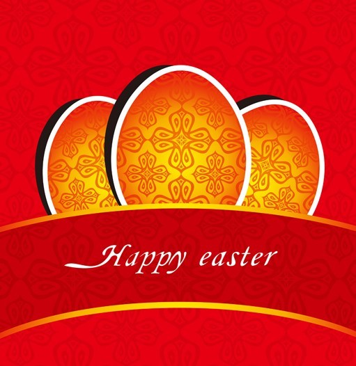 Happy Easter Card with Vintage Pattern Background Vector 04