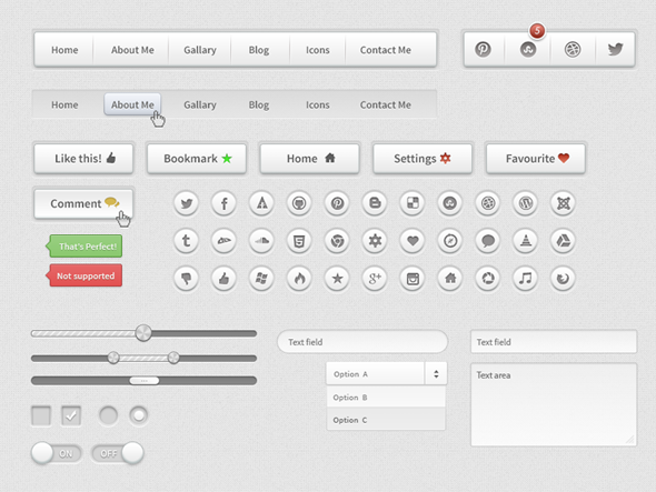 Light Grey Web UI Kit PSD