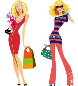 Two Fashion Girls Vector Illustration