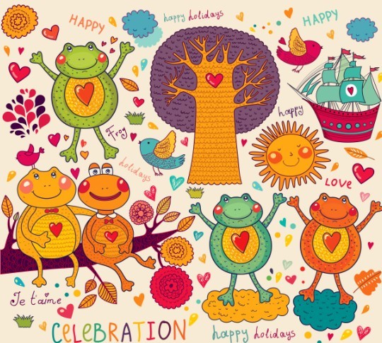 Vector Happy Holiday Cartoon Animals For Kids 02