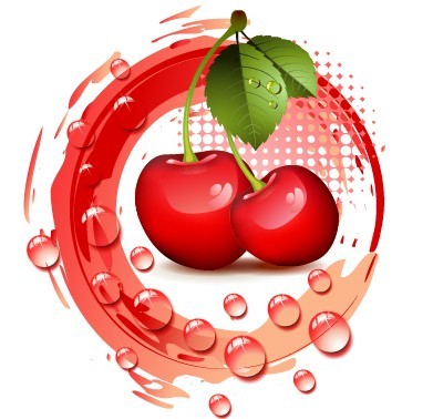 100 Natural Cherries Vector Illustration