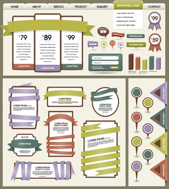 Colorful Web Badges and Ribbons Design Collection 02