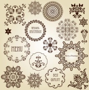 Set of Vintage Vector Floral Pattern Borders and Frames 01