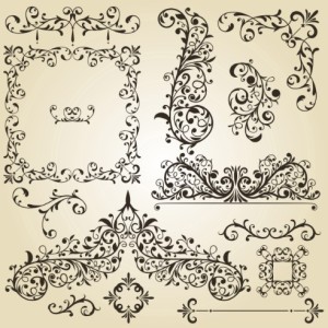 Set of Vintage Vector Floral Pattern Borders and Frames 03