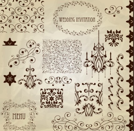 Set of Vintage Vector Floral Pattern Borders and Frames 05