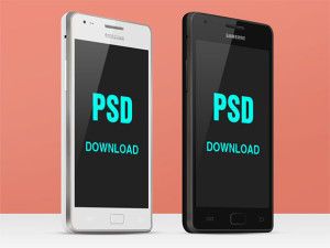 Black and White Samsung Galaxy S2 Mockups PSD