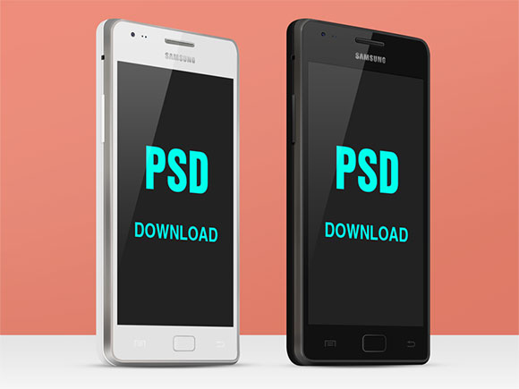 Black and White Samsung Galaxy S2 Mockups PSD