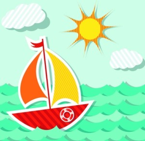 Colored Cartoon Ocean and Transport Elements Vector 03
