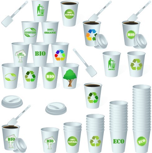 ECO & BIO Concept Paper Cups Vector 01