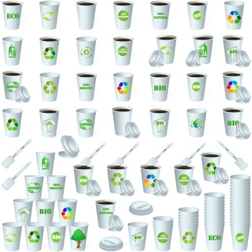 ECO & BIO Concept Paper Cups Vector 02