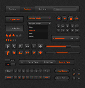 High Quality Dark and Orange Web UI Kit PSD