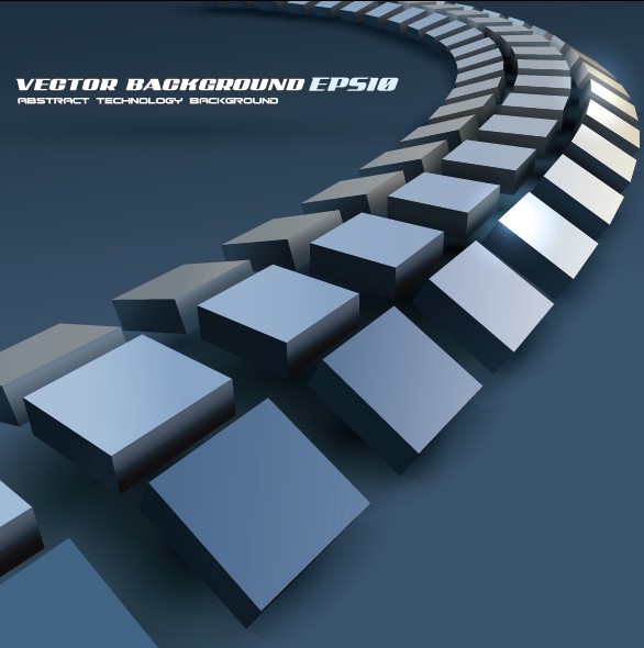Vector Abstract Technology Background with 3D Squares 01