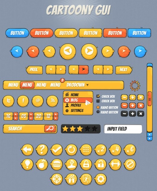 Cartoony GUI Kit PSD