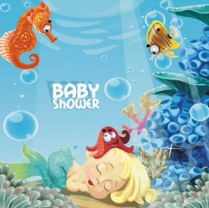 Cute Cartoon Marine Background Vector 03