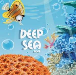 Cute Cartoon Marine Background Vector 04