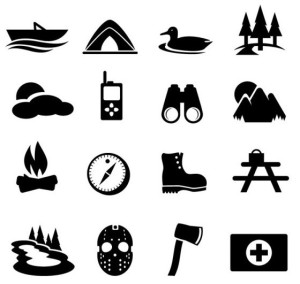 Dark Outdoors Icon Set Vector
