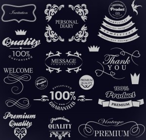 Set of Retro Vector Labels and Borders 01