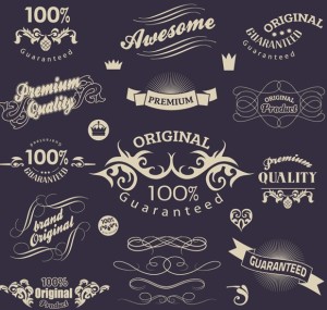 Set of Retro Vector Labels and Borders 02