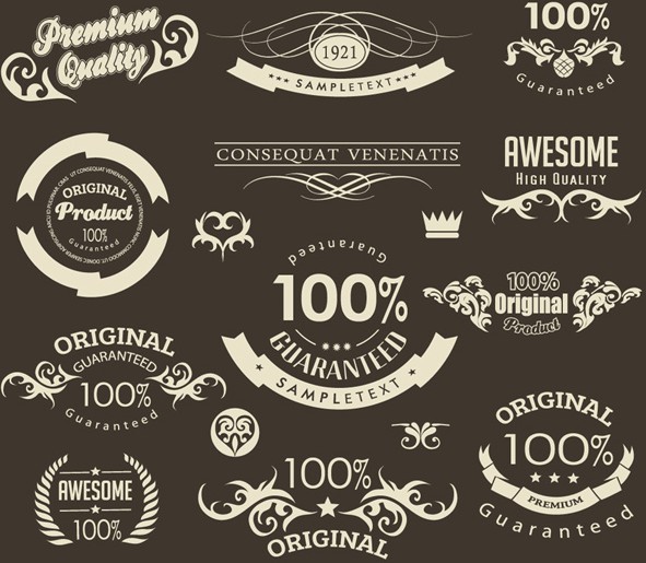 Set of Retro Vector Labels and Borders 03