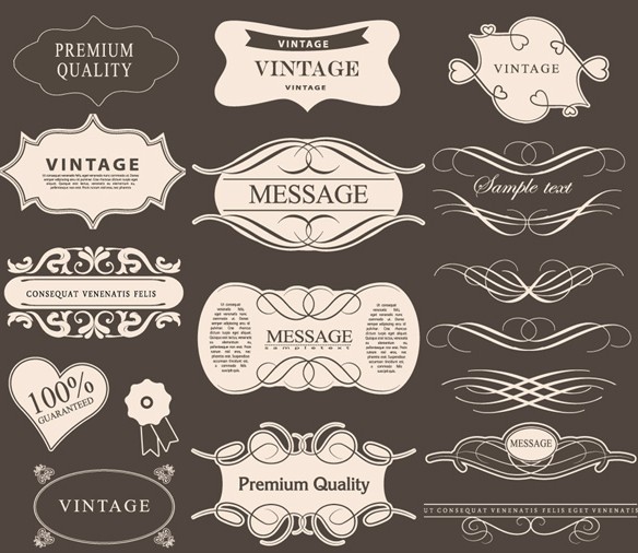 Set of Retro Vector Labels and Borders 04