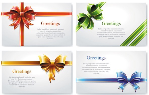 Vector Elegant Greeting Card with Bows Design Materials 02