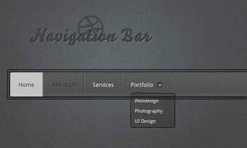 Dark Navigation Bar Design PSD