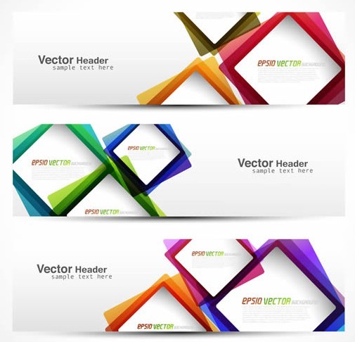 Set Of Clean Vector Banners with Colored Blocks