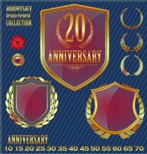Set of Vector Anniversary Emblem sticker Labels and Tags 01