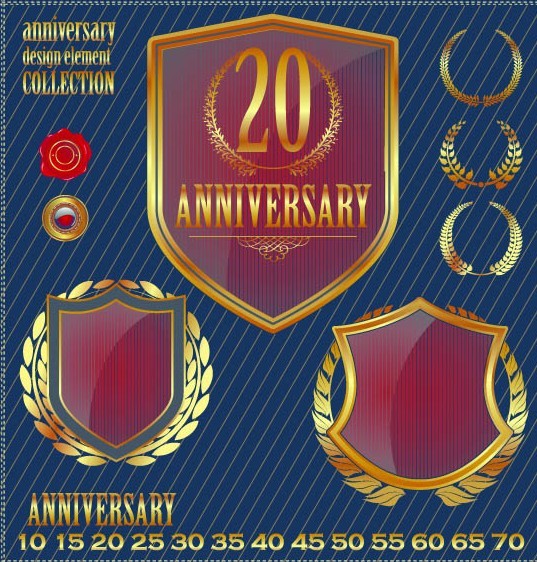 Set of Vector Anniversary Emblem sticker Labels and Tags 01