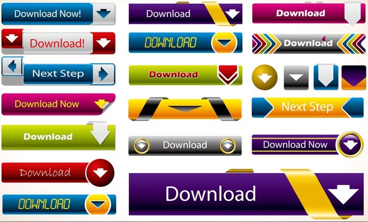 Colorful Vector Web Download Buttons Set