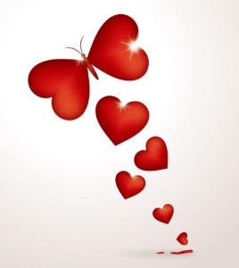 Creative Butterfly and Red Hearts Vector
