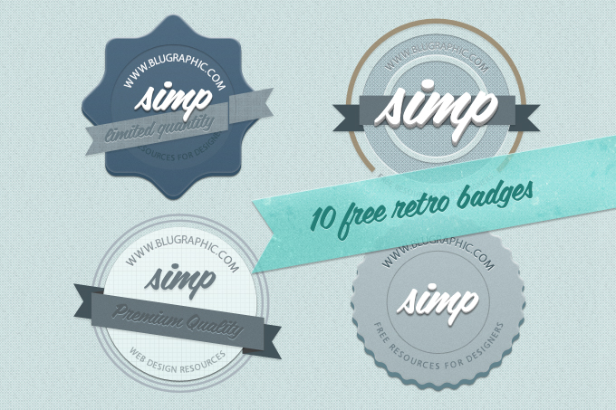 Modern Blue Badges Set PSD