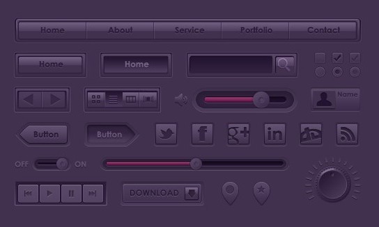 Purple Web UI Kit PSD