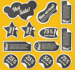 Simple Grey Sales Labels and Tags Vector