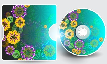 Vector Disc Cover with Floral Background 01