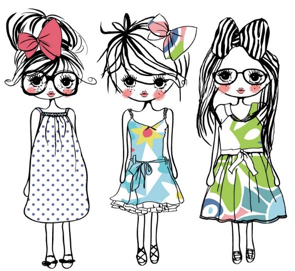 Vector Hand Drawn Trend Girls