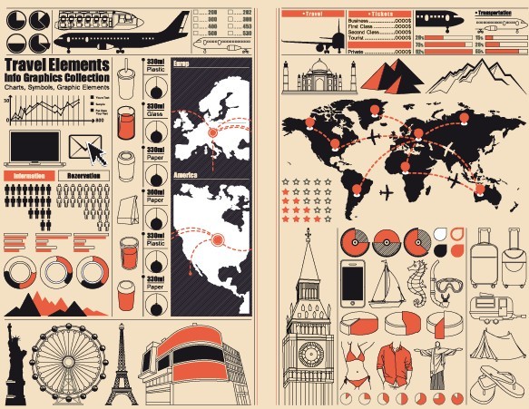 Vector Tourism & Travel Elements for Infographic 02