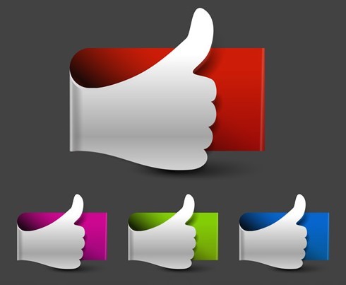 Colored Thumb Up & Like Labels Vector 01