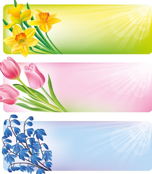 Colorful Vector Floral Banners 03