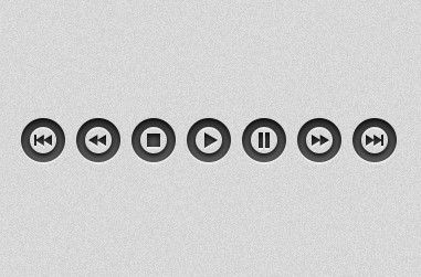 Dark Clean Audio Video Player Buttons (PSD+PNG)