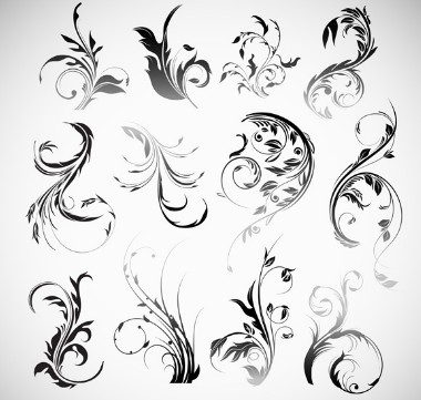 Set Of Black Patterns Design Vector Illustration 04