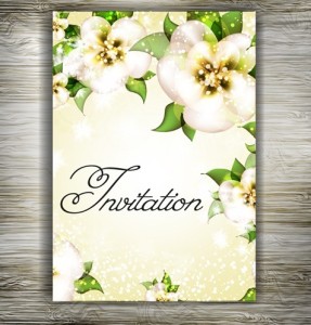 Beautiful Floral Wedding Invitation Card Design Vector 04