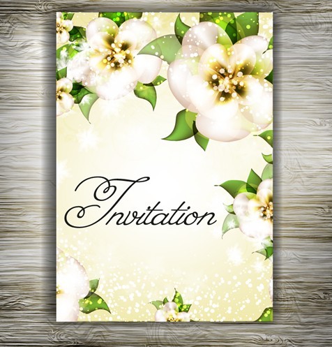 Beautiful Floral Wedding Invitation Card Design Vector 04