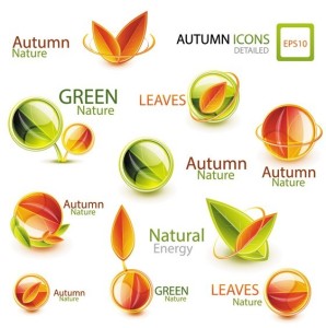 Autumn Nature and Green Nature Icons Vector