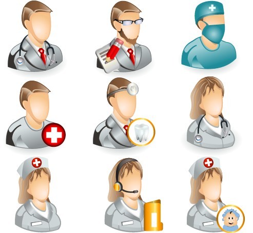 3D Medical Personnel Icons Vector
