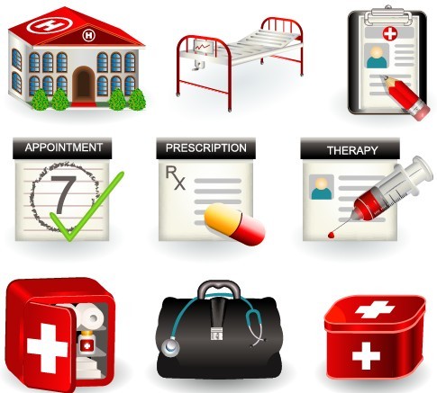 Vector 3D Medical Supplies Icons 02
