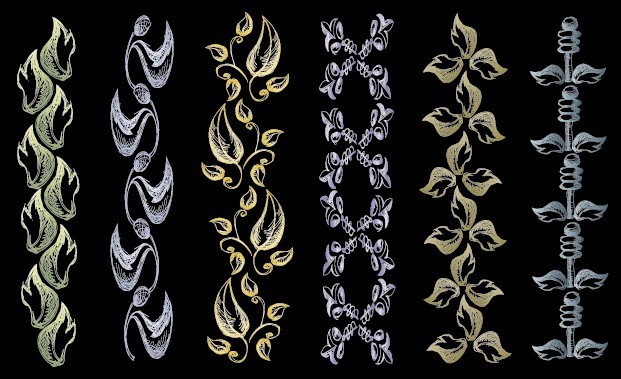 Vintage Hand Drawn Floral Borders Vector 05